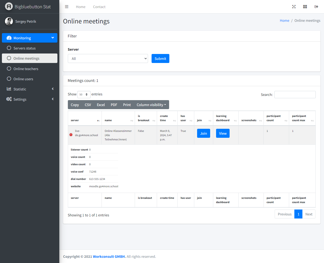 Bigbluebutton Statistic and Monitoring