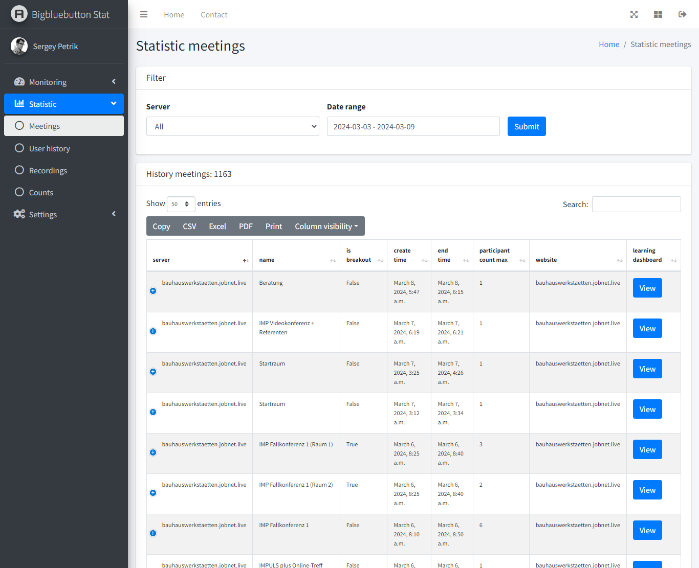 Bigbluebutton Statistic and Monitoring